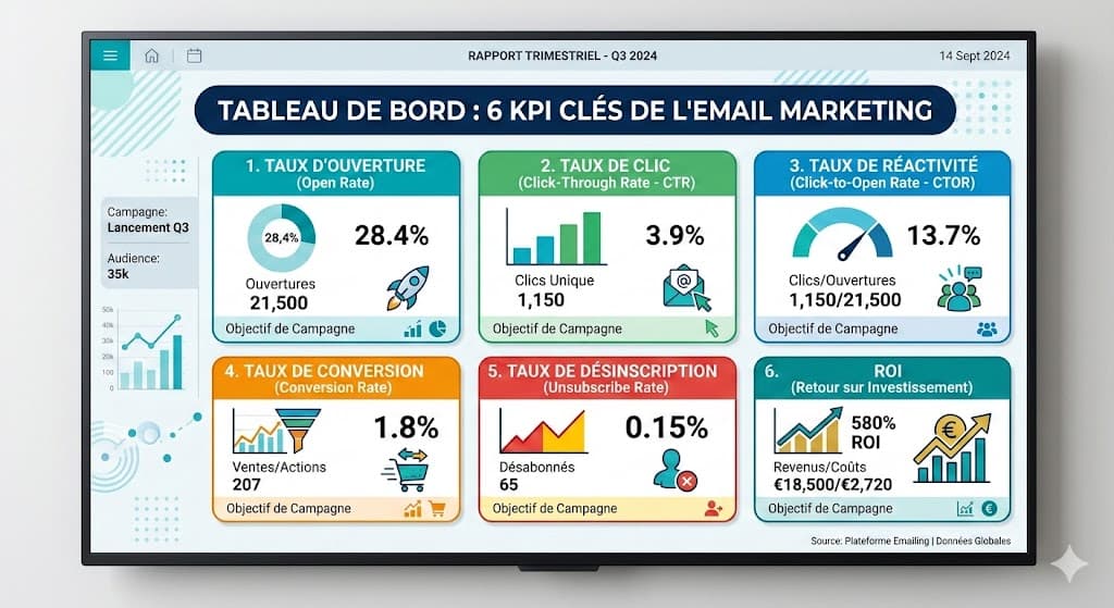 KPIs email marketing indicateurs performance campagne emailing maroc